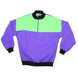 Vintage 80s 90s Surf Style Neon Willy-Dee Pull Over Windbreaker Jacket Mens M